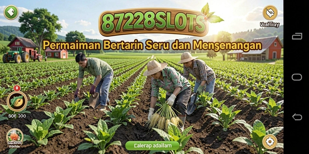 Tampilan gameplay seru dari 8728SLOTS dengan aktivitas bertani.