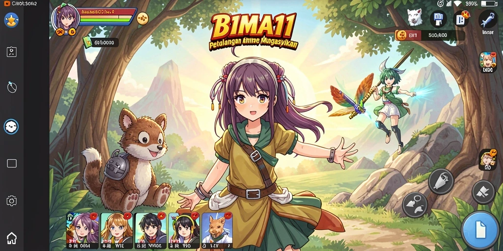 Tampilan menarik dari gameplay BIMA11 dengan karakter anime yang dinamis.