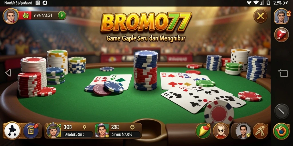Tampilan screenshot BROMO77 menampilkan serunya gameplay Gaple.