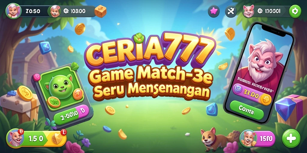 Tampilan gameplay CERIA777 yang seru dan penuh warna dalam genre Match-3.