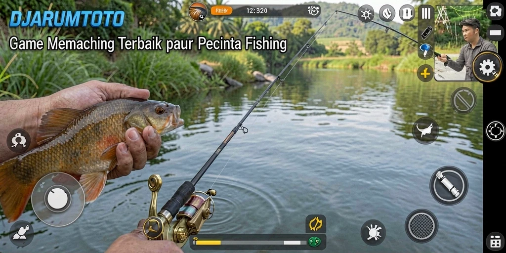 Screenshot gameplay DJARUMTOTO menampilkan aksi memancing yang seru dan menarik.