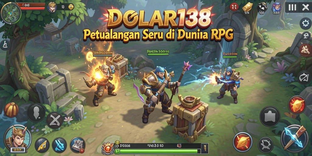 Screenshot gameplay RPG DOLAR138 menunjukkan karakter dalam pertempuran epik.