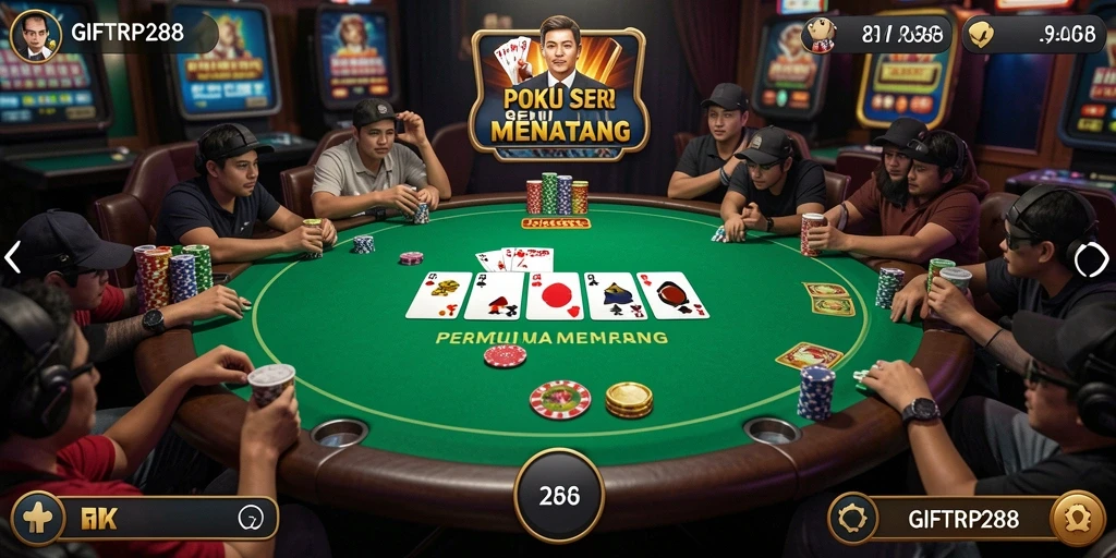 Tampilan gameplay seru dari game Poker GIFTRP288.