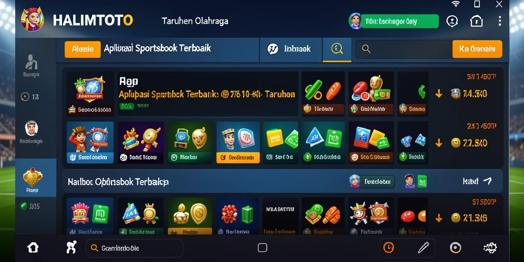 Tampilan screenshot utama HALIMTOTO yang menampilkan berbagai pilihan taruhan olahraga.