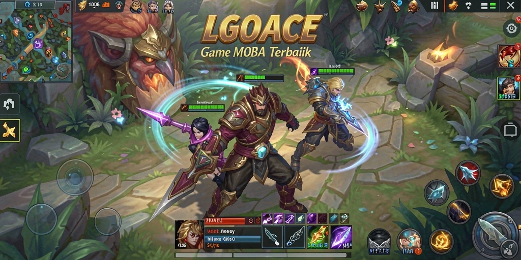 Screenshot gameplay LGOACE menampilkan pertempuran seru antar tim.