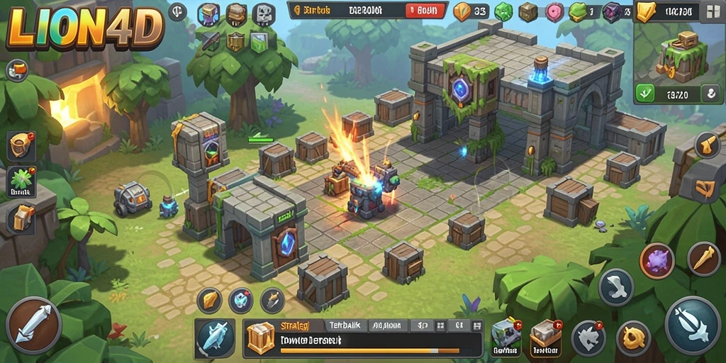 Screenshot LION4D menampilkan aksi seru dalam gameplay Tower Defense.