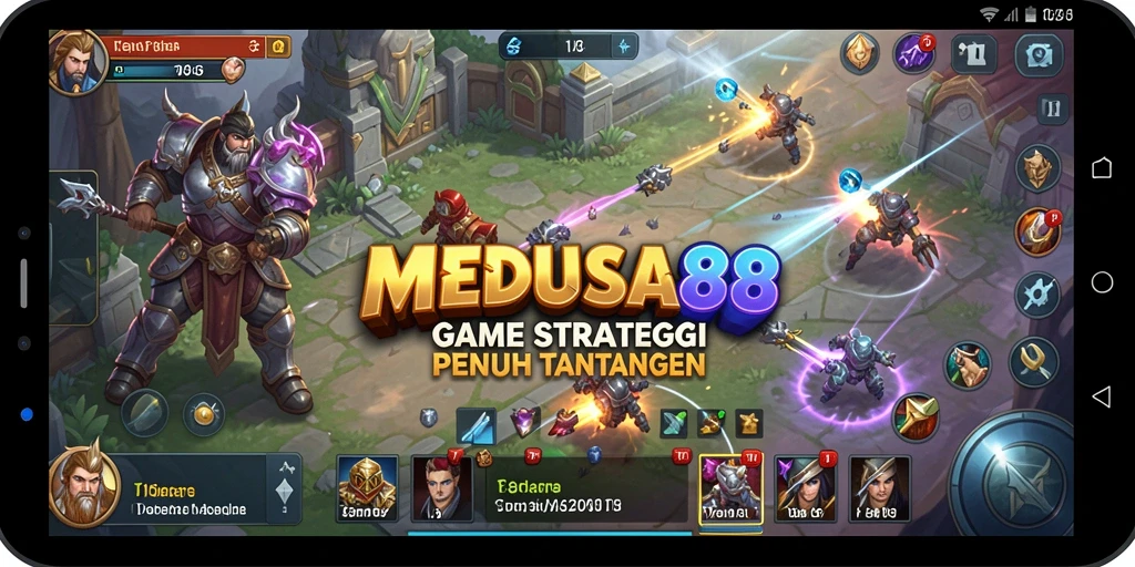 Tangkapan layar gameplay MEDUSA88 menunjukkan pertempuran strategi yang mendebarkan.