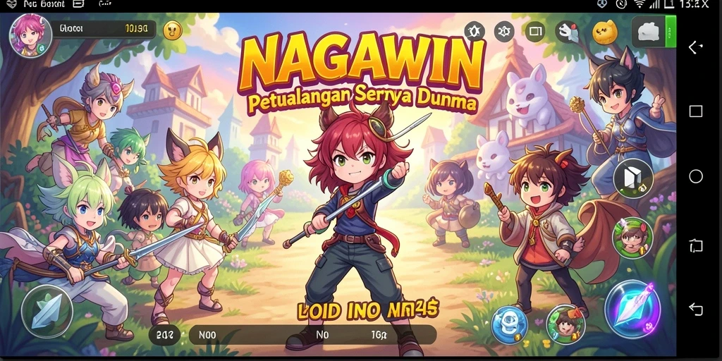 Screenshot dari gameplay NAGAWIN yang menampilkan karakter anime yang dinamis.