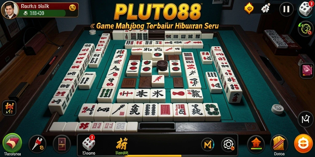 Tampilan gameplay saat menyusun ubin Mahjong di PLUTO88.