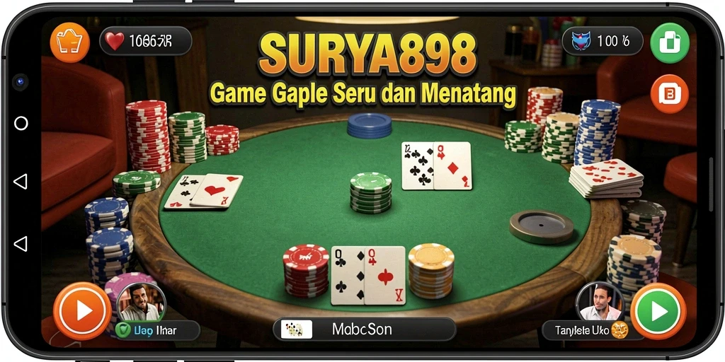 Screenshot gameplay <strong>SURYA898</strong> menunjukkan gaya bermain Gaple yang mendebarkan.