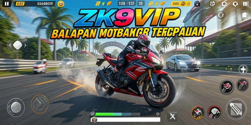 Tampilan menegangkan dari balapan motor ZK9VIP di lintasan.
